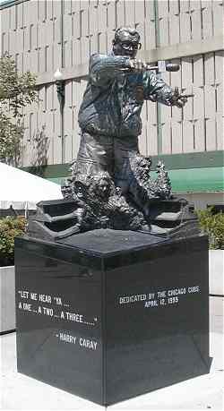 Photo of Harry Caray statue at Wrigley Field