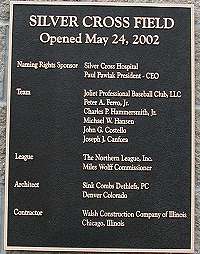 Photo of stadium plaque