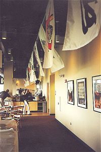 Photo of team flags in restaurant