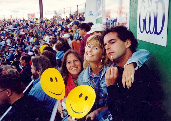 Neal Karlen with fans on 70's Night at the Midway